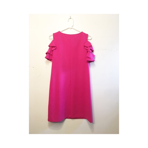 London Times Pink Crepe Ruffle Dress - Picture 7 of 8